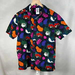 Disney Size Small The Little Mermaid Button Down Camp Hawaiian Shirt